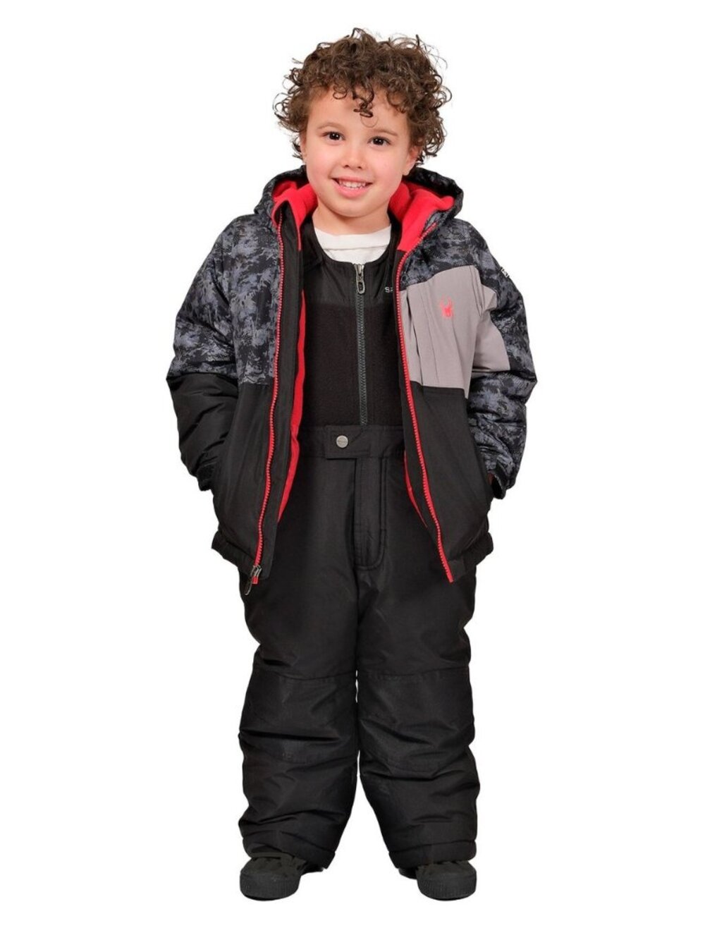 NEW Spyder Boys 2 Piece Snowsuit 3T NWT Jacket Snow Bib Pants Black Fleece Lined